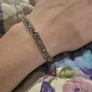 Elegant Silver and Pink Bracelet